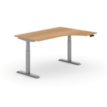 Höhenverstellbarer Tisch PRIMO ADAPT, elektrisch, 1600x1200x625-1275 mm, ergonomisch rechts, Graphit, Gestell grau
