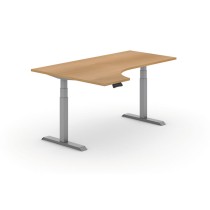 Höhenverstellbarer Tisch PRIMO ADAPT, elektrisch, 1800x1200x625-1275 mm, ergonomisch links, Tischplatte, Gestell grau