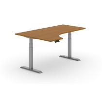 Höhenverstellbarer Tisch PRIMO ADAPT, elektrisch, 1800x1200x625-1275 mm, ergonomisch links, Tischplatte, Kirschbaum, Gestell grau