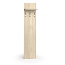 Holzwand mit Haken PRIMO, 3 Kleiderhaken, Regal, Eiche natur