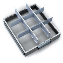 Werkbank MECHANIC, 2000x700x700-1055 mm, höhenverstellbare Unterlage, 1  Schubladencontainer, 1x Schublade, graue