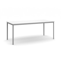Jedálenský stôl, 1800 x 800 mm, doska biela, podnož sv. sivá