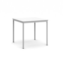 Jedálenský stôl, 800 x 800 mm doska biela, podnož sv. sivá