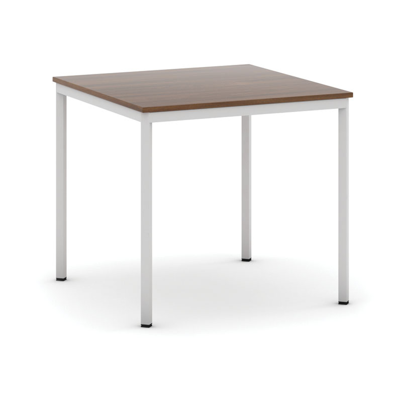 Jedálenský stôl, 800 x 800 mm, doska orech, podnož sv. sivá