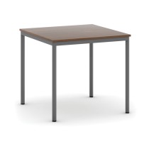Jedálenský stôl, 800 x 800 mm, doska orech, podnož tm. sivá