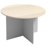 Jednací stůl s kulatou deskou PRIMO FLEXI, průměr 1200 mm, šedá / bříza