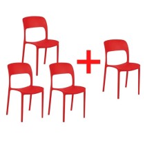 Jídelní židle REFRESCO, červená 3+1 ZDARMA