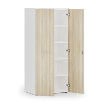 Kancelářská policová skříň PRIMO WHITE s dveřmi, 1781 x 800 x 500 mm, bílá/dub přírodní