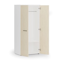Kancelářská šatní skříň PRIMO WHITE, 1 police, šatní tyč, 1781 x 800 x 500 mm, bílá/bříza