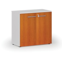 Kancelářská skříň s dveřmi PRIMO WHITE, 740 x 800 x 420 mm, bílá/třešeň