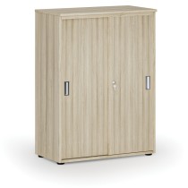 Kancelářská skříň se zasouvacími dveřmi PRIMO WOOD, 1087 x 800 x 420 mm, dub přírodní