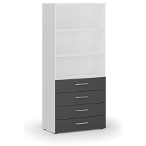 Kancelářská skříň se zásuvkami PRIMO WHITE, 1781 x 800 x 420 mm, bílá/grafit