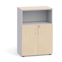 Kancelárska skriňa kombinovaná, 1087x800x420 mm, sivá / breza