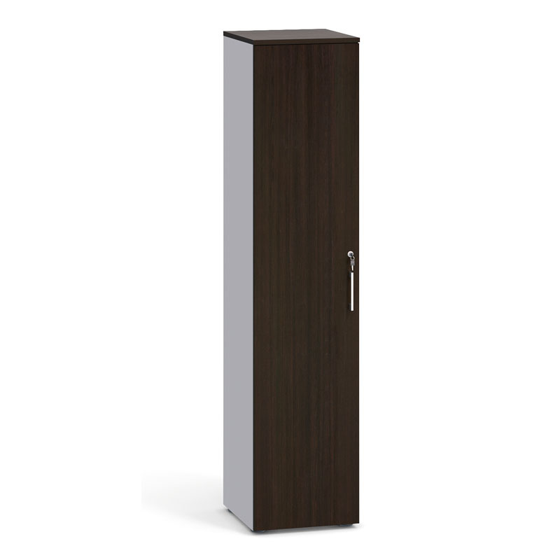 Kancelárska skriňa s dverami, 1781 x 400 x 420 mm, sivá / wenge