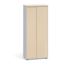 Kancelárska skriňa so zasúvacími dverami, 1781x800x420 mm, sivá / breza