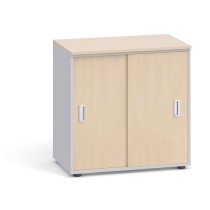Kancelárska skriňa so zasúvacími dverami, 740x800x420 mm, sivá / breza