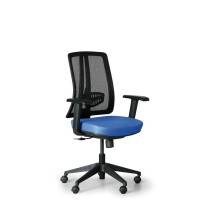 Kancelárska stolička HUMAN, čierna/modrá, plastový kríž