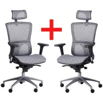 Kancelárska stolička so sieťovaným operadlom LEXI 1+1 ZADARMO, sivá