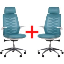 Kancelářská židle se síťovaným opěrákem SITTA WHITE 1+1 ZDARMA, modrá