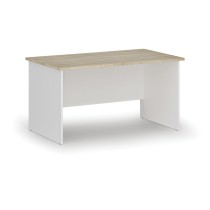 Kancelársky písací stôl rovný PRIMO WHITE, 1400 x 800 mm, biela/dub prírodný