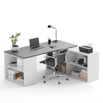 Kancelársky písací stôl s úložným priestorom BLOCK B01, biela/grafit