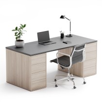Kancelársky písací stôl s úložným priestorom BLOCK B03, dub prírodný/grafit