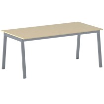 Kancelársky pracovný stôl PRIMO BASIC, sivostrieborná podnož 1600 x 800 mm, dub prírodný