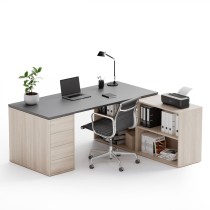 Kancelářský psací stůl s úložným prostorem BLOCK B04, dub přírodní/grafit