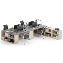 Kancelářský psací stůl s úložným prostorem BLOCK B05, dub přírodní/grafit