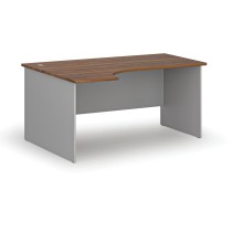 Kancelářský rohový pracovní stůl PRIMO GRAY, 1600 x 1200 mm, levý, šedá/ořech