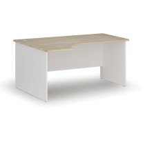 Kancelársky rohový pracovný stôl PRIMO WHITE, 1600 x 1200 mm, ľavý, biela/dub prírodný