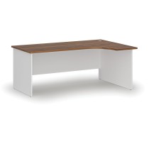 Kancelársky rohový pracovný stôl PRIMO WHITE, 1800 x 1200 mm, pravý, biela/orech