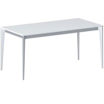 Kancelársky stôl PRIMO ACTION, sivostrieborná podnož, 1600 x 800 mm, biela