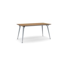 Kancelársky stôl PRIMO ALFA, sivostrieborná podnož, 1600 x 800 mm, orech