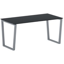 Kancelársky stôl PRIMO IMPRESS, sivostrieborná podnož, 1600 x 800 mm, grafitová