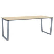Kancelársky stôl PRIMO IMPRESS, sivostrieborná podnož, 2000 x 900 mm, dub prírodný