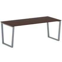 Kancelársky stôl PRIMO IMPRESS, sivostrieborná podnož, 2000 x 900 mm, orech
