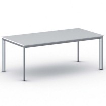 Kancelársky stôl PRIMO INVITATION, sivostrieborná podnož 2000 x 1000 mm, biela