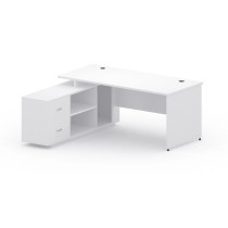 Kancelársky stôl so skrinkou MIRELLI A+ 1600 x 1600 mm, ľavý, biely