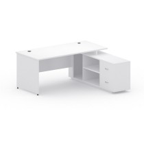 Kancelársky stôl so skrinkou MIRELLI A+ 1600 x 1600 mm, pravý, biely