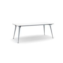 Kancelářský stůl PRIMO ALFA, šedostříbrná podnož, 2000 x 900 mm, bílá