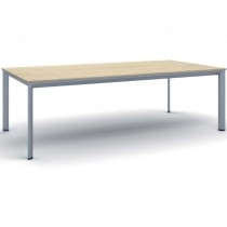 Kancelářský stůl PRIMO INVITATION, šedostříbrná podnož 2400 x 1200 mm, dub přírodní
