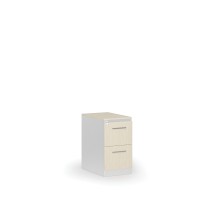 Kartoteka metalowa PRIMO z drewnianym frontem A4, 2 szuflady, biały/brzoza