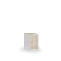 Kartoteka metalowa PRIMO z drewnianym frontem A4, 2 szuflady, biały/dąb naturalny