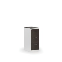 Kartoteka metalowa PRIMO z drewnianym frontem A4, 3 szuflady, biały/wenge