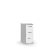 Kartoteka metalowa PRIMO z drewnianym frontem A4, 3 szuflady, szary/biały