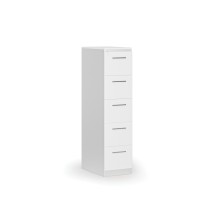 Kartoteka metalowa PRIMO z drewnianym frontem A4, 5 szuflad, biały/biały