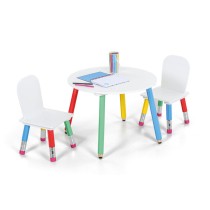Kindertisch mit 2 Stühlen PASTELL, weiß/Farbkombination