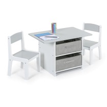 Kindertisch mit 2 Stühlen STORAGE, weiß/grau