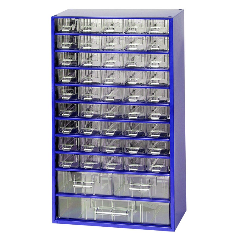 Kleinteilemagazin aus Metall, 48 Schubladen